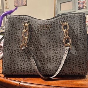 GUESS Black Monogram Shoulder Bag